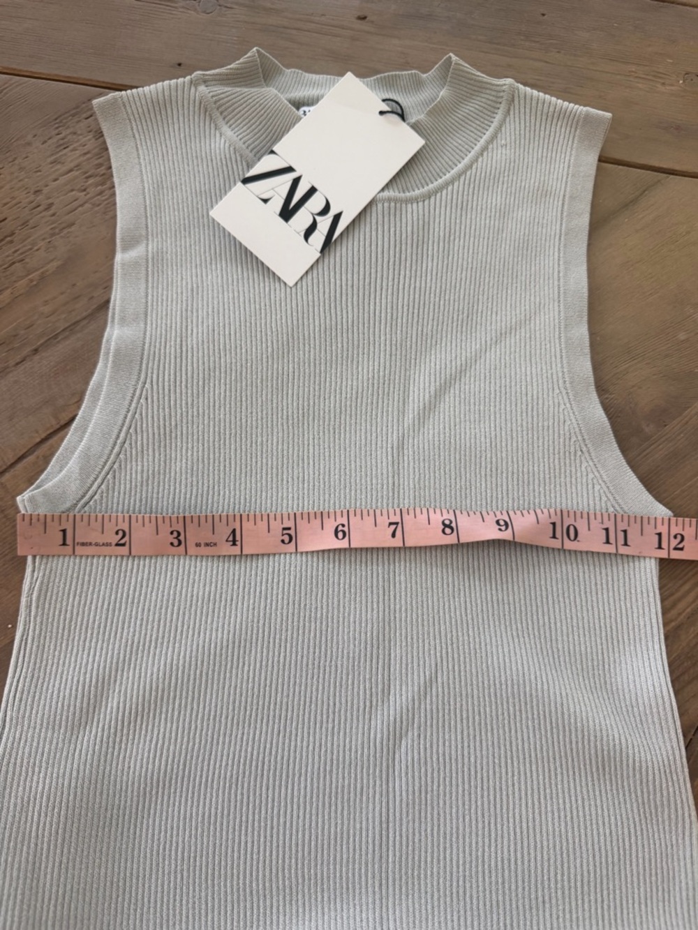 NWT Zara Gray Sleeveless Mock Neck Ribbed Midi Dress - Picture 8 of 8